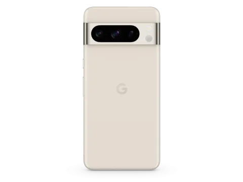 Google Pixel 8 Pro in Porcelain, straight rear view