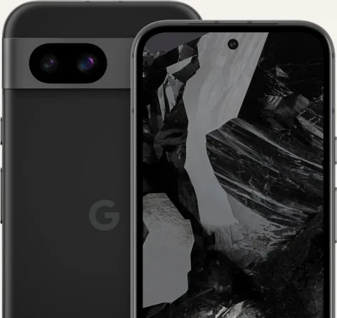 Google Pixel 8a in Obsidian, back camera bar close-up
