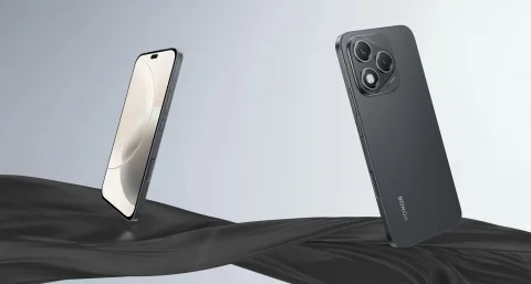Honor 400 Lite in Velvet Black, front and back view