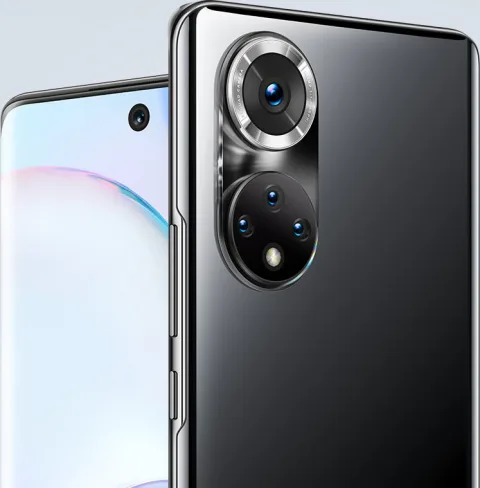 Honor 50 in Midnight Black, front and back view