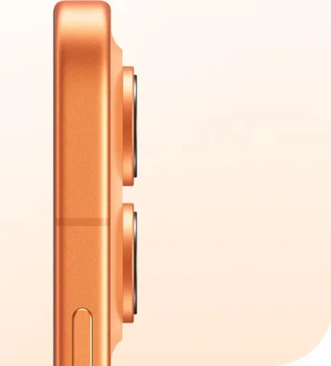 Honor 600 side profile in Orange showing camera bump