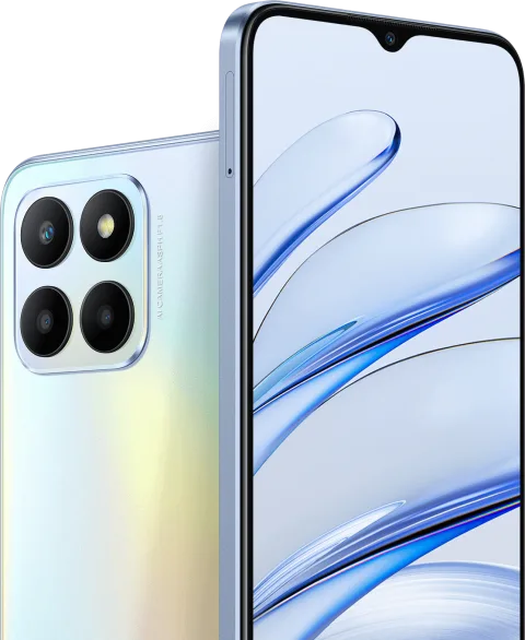 Honor 70 Lite in Silver, front and back view