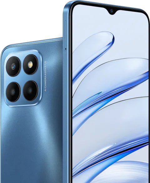 Honor 70 Lite in Blue, front and back view