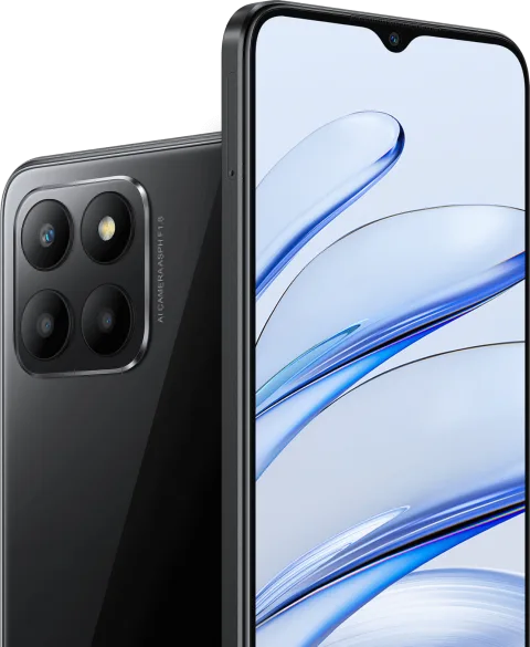 Honor 70 Lite in Black, front and back view
