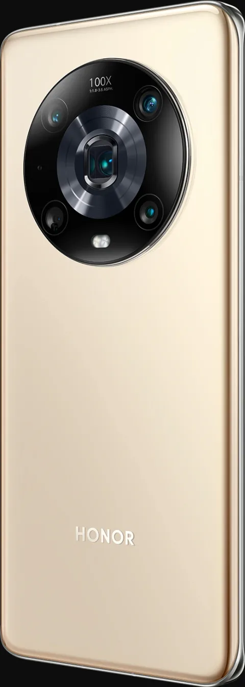 Honor Magic4 Pro in Gold, back angled view