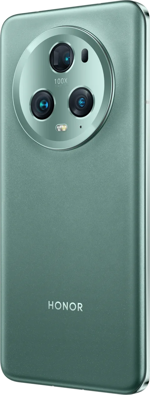 Honor Magic5 Pro in Green, back angled view