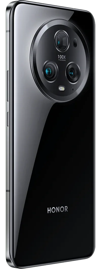 Honor Magic5 Pro in Black, back angled view