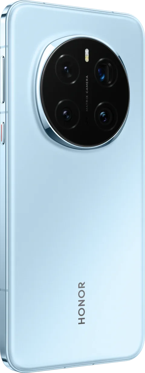 Honor Magic7 Pro rear view, blue, transparent background