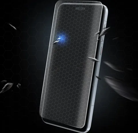 Honor Magic7 Pro tilted, thin profile against dark background
