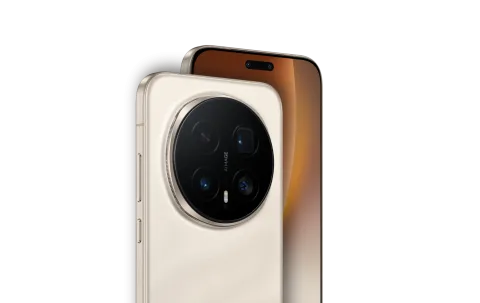 Honor Magic8 Pro in Sunrise Gold, camera module macro with the front display visible behind