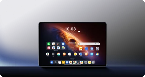 Honor MagicPad 4 upright, home screen visible