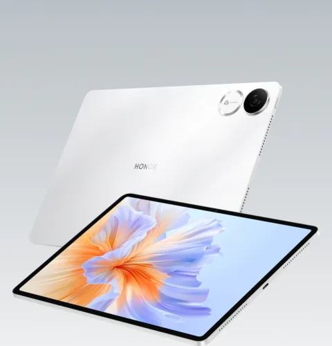 Honor Pad V9 in White, front and back view