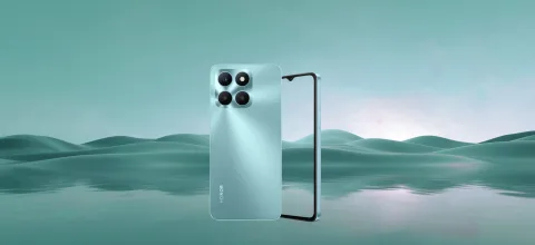 Honor X6a in Cyan Lake, back view