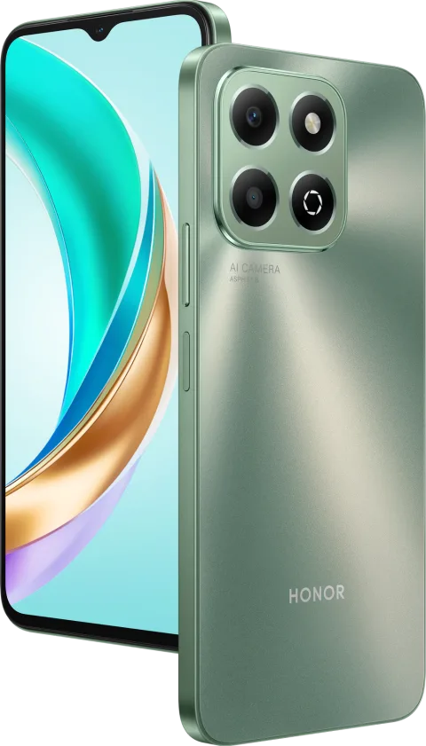 Honor X6b in Forest Green, front and back view