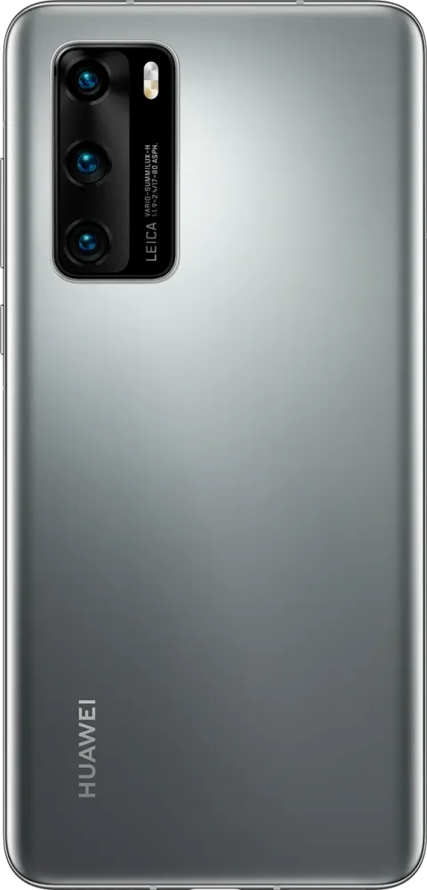 Huawei P40 in Silver Frost, back view