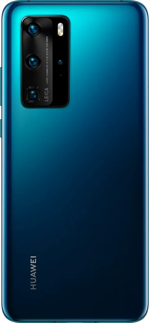 Huawei P40 Pro in Deep Sea Blue, back view