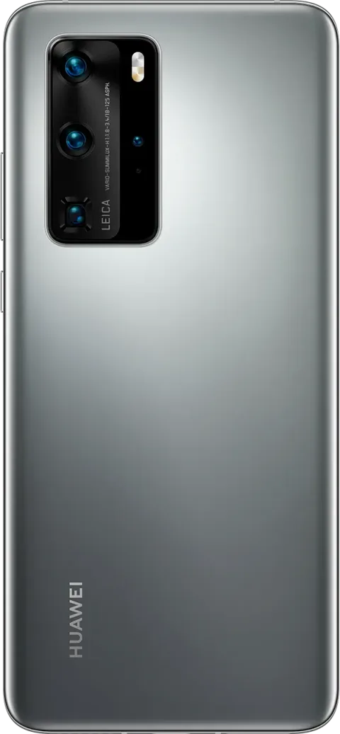 Huawei P40 Pro in Silver Frost, back view
