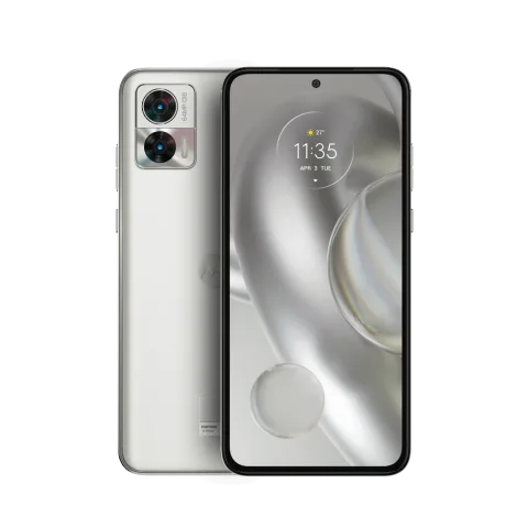 Motorola Edge 30 Neo in Ice Palace, front and back