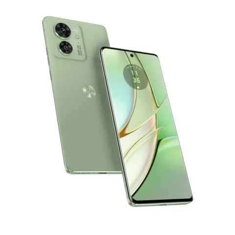 Motorola Edge 40 in Nebula Green, front and back