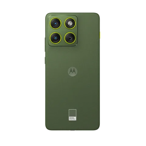Motorola Edge 70 in Bronze Green, back view