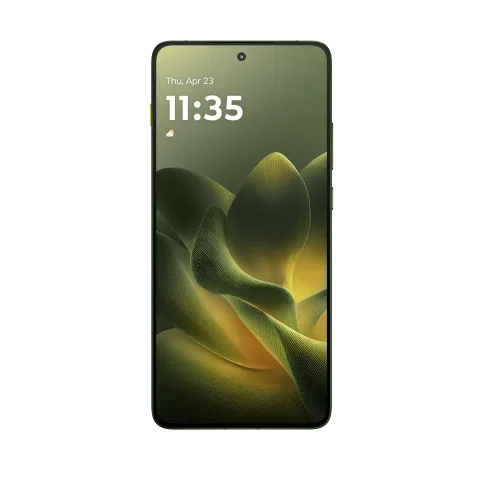 Motorola Edge 70 in Bronze Green, front lock screen
