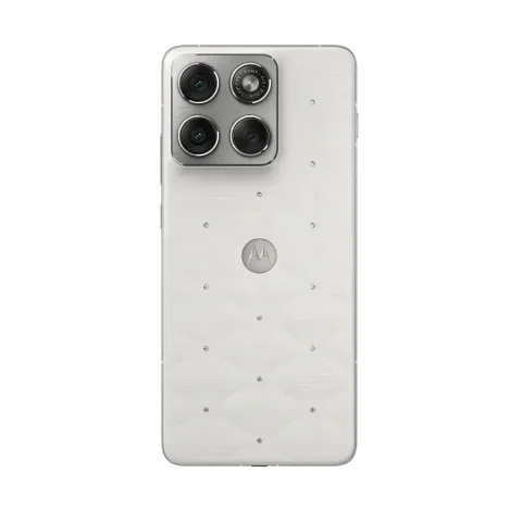 Motorola Edge 70 in Cloud Dancer, back view