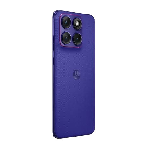 Motorola Edge 70 Fusion in Orient Blue - back three-quarter view