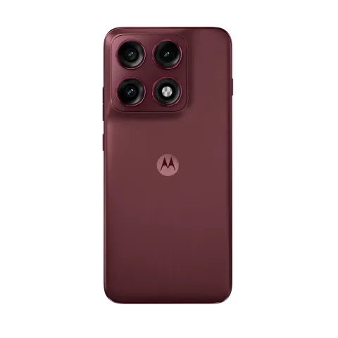 Motorola Edge 70 Pro in PANTONE Zinfandel, back view showing quad camera