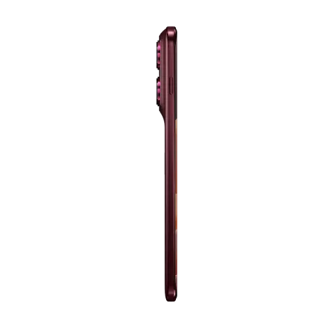 Motorola Edge 70 Pro in PANTONE Zinfandel, side profile showing thickness