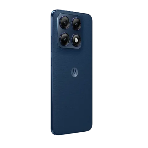 Motorola Edge 70 Pro in PANTONE Titan, three-quarter angle showing back and camera module