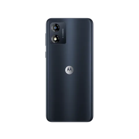Moto E13 in Cosmic Black, back view