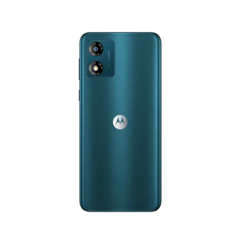 Moto E13 in Aurora Green, back view
