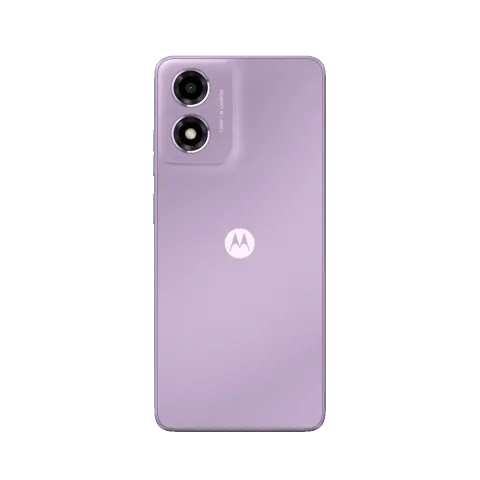 Moto E14 in Pastel Purple, back view