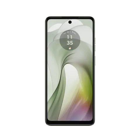 Moto E14 in Pastel Green, front view