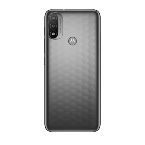 Moto E20 in Graphite Grey, back view
