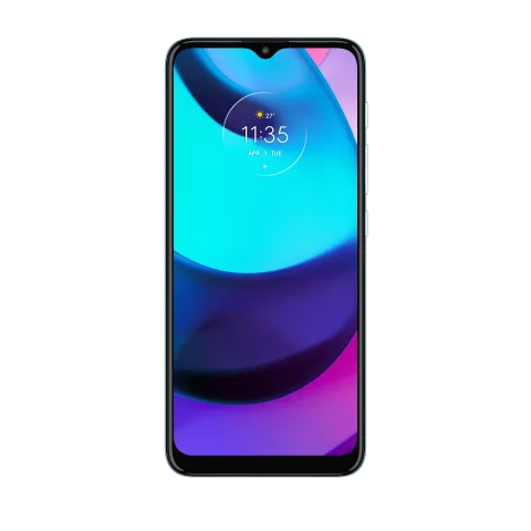 Moto E20 in Coastal Blue, front view
