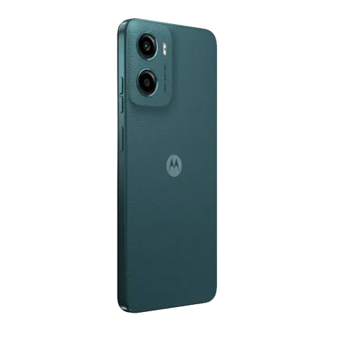 Moto G05 in Forest Green, angled back view