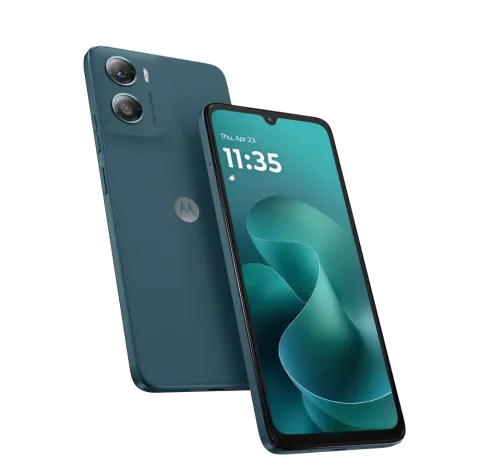 Moto G06 in Tapestry, front and back paired hero shot