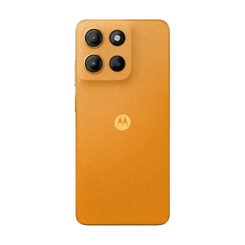 Moto G15 in Sunrise Orange, back view