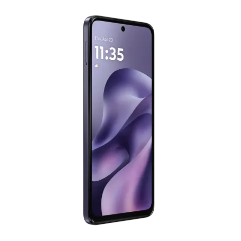 Moto G17 in Evening Blue - front three-quarter view