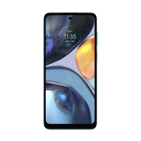 Moto G22 in Arctic Blue, front view
