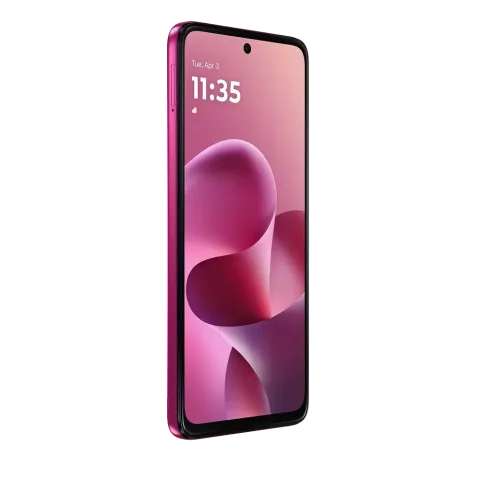 Moto G37 in Fuchsia Red - front three-quarter view