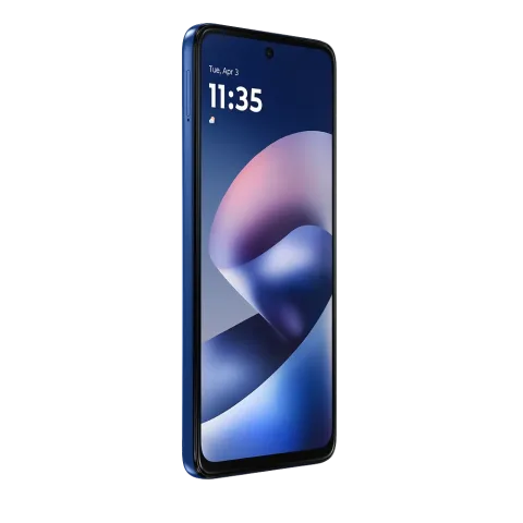 Moto G37 in Nautical Blue - front three-quarter view