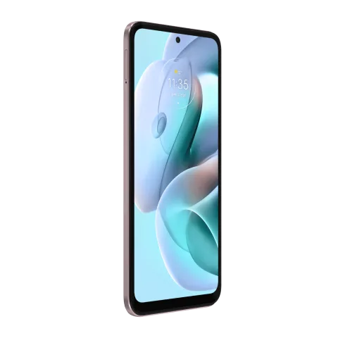 Moto G41 in Zinc Silk, angled front view