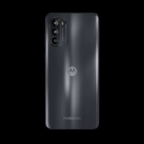 Moto G52 in Charcoal Grey, back view