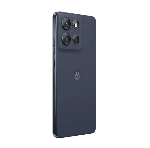 Moto G86 5G in PANTONE Spellbound, angled back view