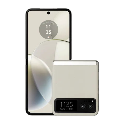 Motorola Razr 40 in Vanilla Cream, open and closed