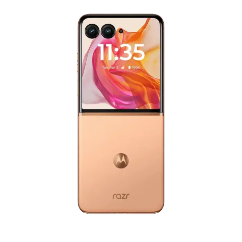 Motorola Razr 50 Ultra in Peach Fuzz, closed