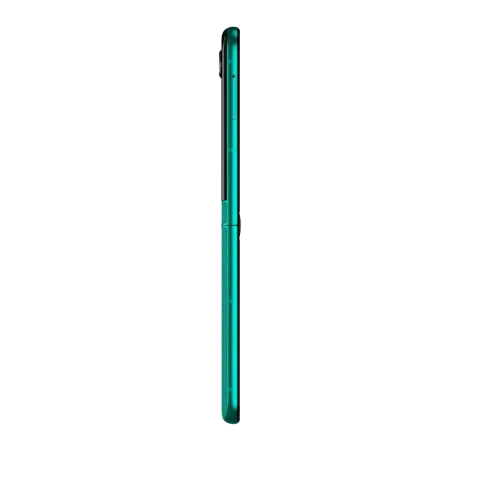 Motorola Razr 70 in PANTONE Sporting Green, closed, side profile