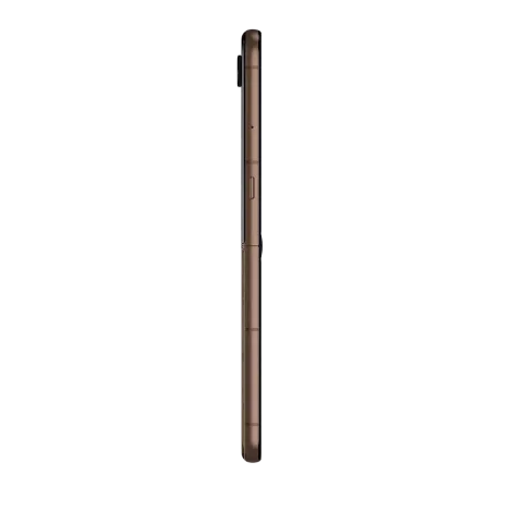 Motorola Razr 70 Ultra in PANTONE Cocoa, closed, side profile